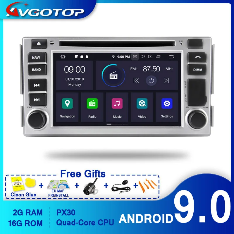 Автомобильный DVD плеер AVGOTOP Android 9 0 4 Гб + 64 ГБ для HYUNDAI SANTA FE 2007 2011/ELANTRA 2000 2006 IPS HD экран