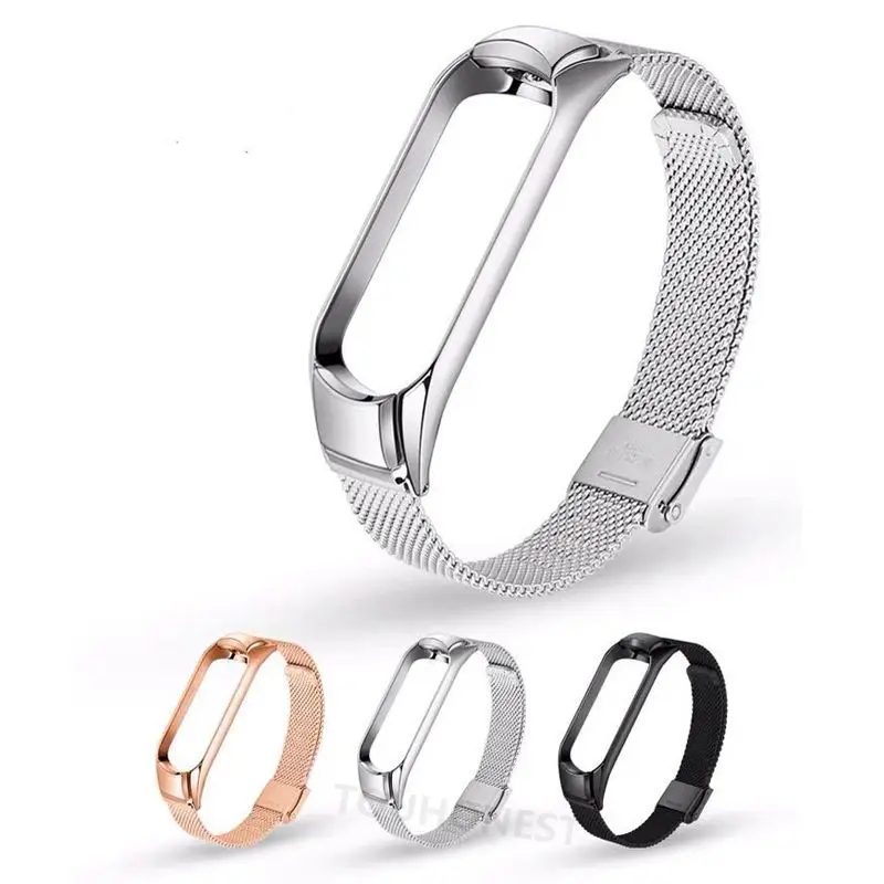 For Xiaomi Mi Band 5 Metal Strap Stainless Steel band 4 6 Bracelet Replacement 3 Wristbands | Наручные часы