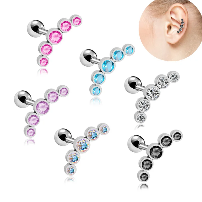 Fashion Ear Cartilage Helix Tragus Stud Earrings Zircon Nail Stainless Steel Bar Piercing Crystal Body Jewelry Accessories Gifts 
Fashion Ear Cartilage Helix Tragus Stud Earrings Zircon Nail Stainless Steel Bar Piercing Crystal Body Jewelry Accessories Gifts