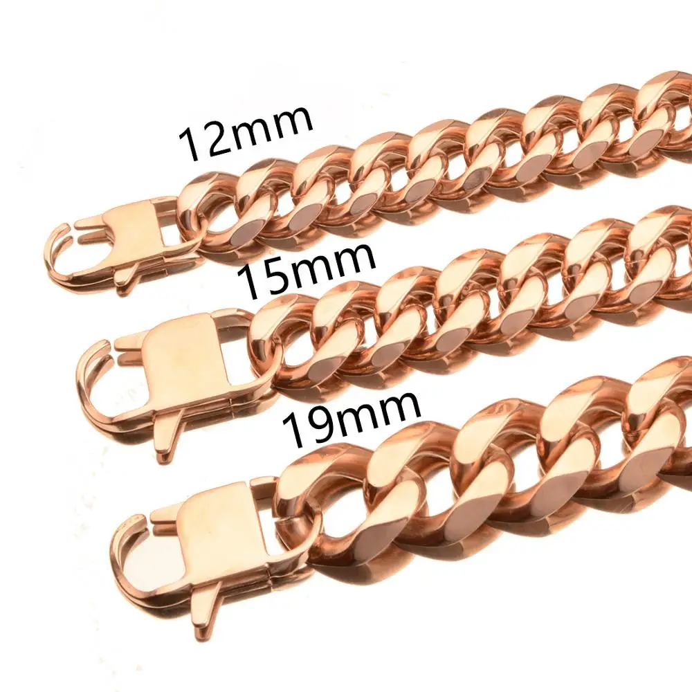 12/15/17/19mm Rose Gold Color Curb Cuban Link Chain For Men Jewelry Stainless Steel 7-40" Necklace Or Bracelet
12/15/17/19mm Rose Gold Color Curb Cuban Link Chain For Men Jewelry Stainless Steel 7-40" Necklace Or Bracelet