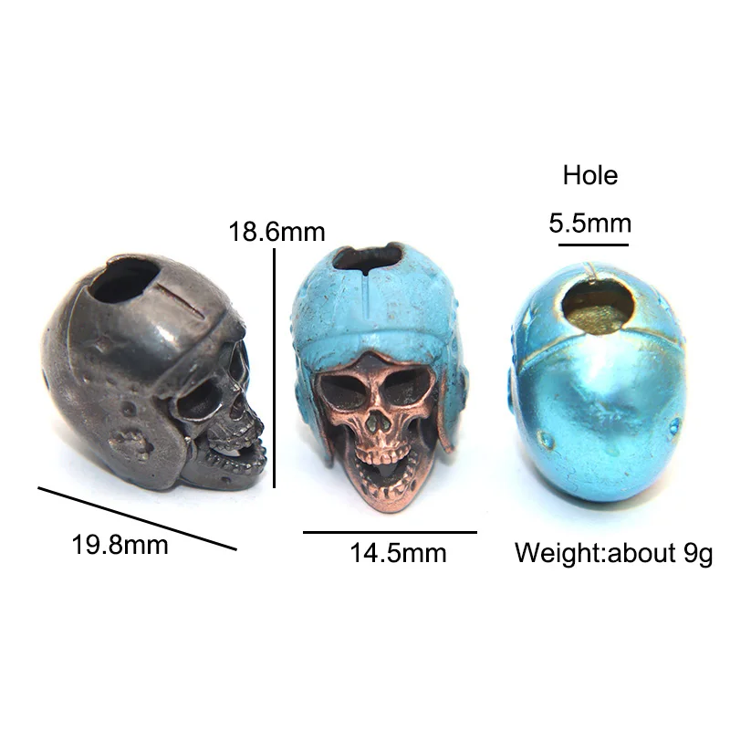 Pilot Helmet Skull Head Pendants Pure Brass Knife Beads DIY Paracord Woven Lanyard Charms Accessories EDC Flashlight Hangings | Спорт и