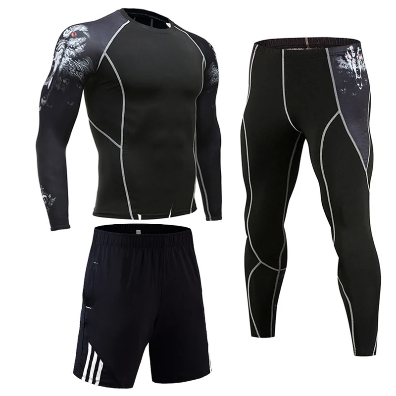 Compression Sportswear Running suit Men Fitness MMA Tactical leggings Tights Gym T-shirt Sports shorts Rash guard male Tracksuit
Compression Sportswear Running suit Men Fitness MMA Tactical leggings Tights Gym T-shirt Sports shorts Rash guard male Tracksuit