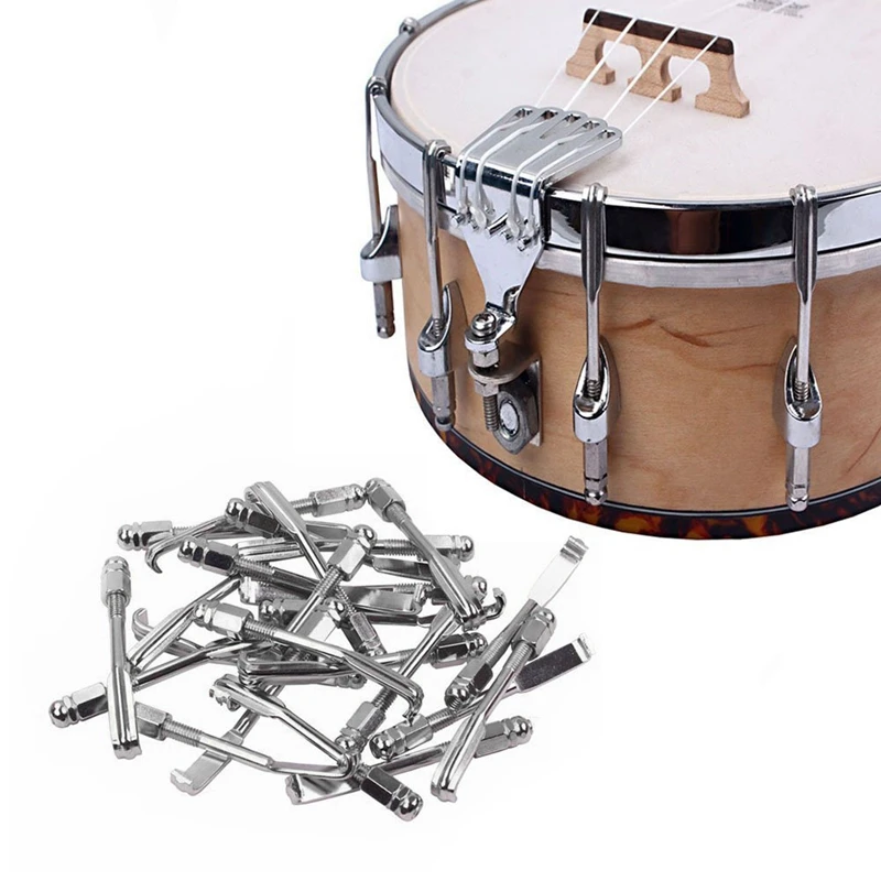 1Set Of 24Pcs Standard Banjo Bracket Hook & Nut Banjo Accessories Silver