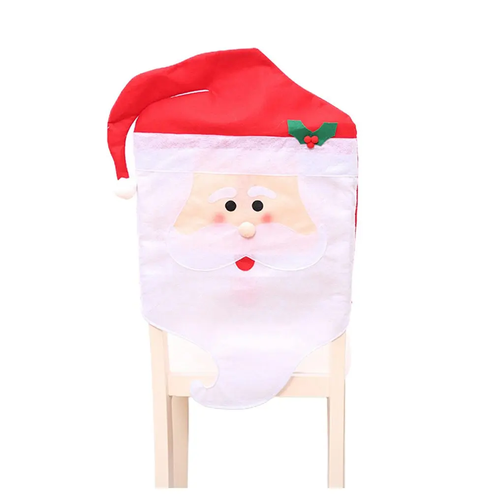 

Рождественская накладка на спинку стула, рождественские украшения, рождественские чехлы на стулья, шляпа, рождественские чехлы на стулья д...
