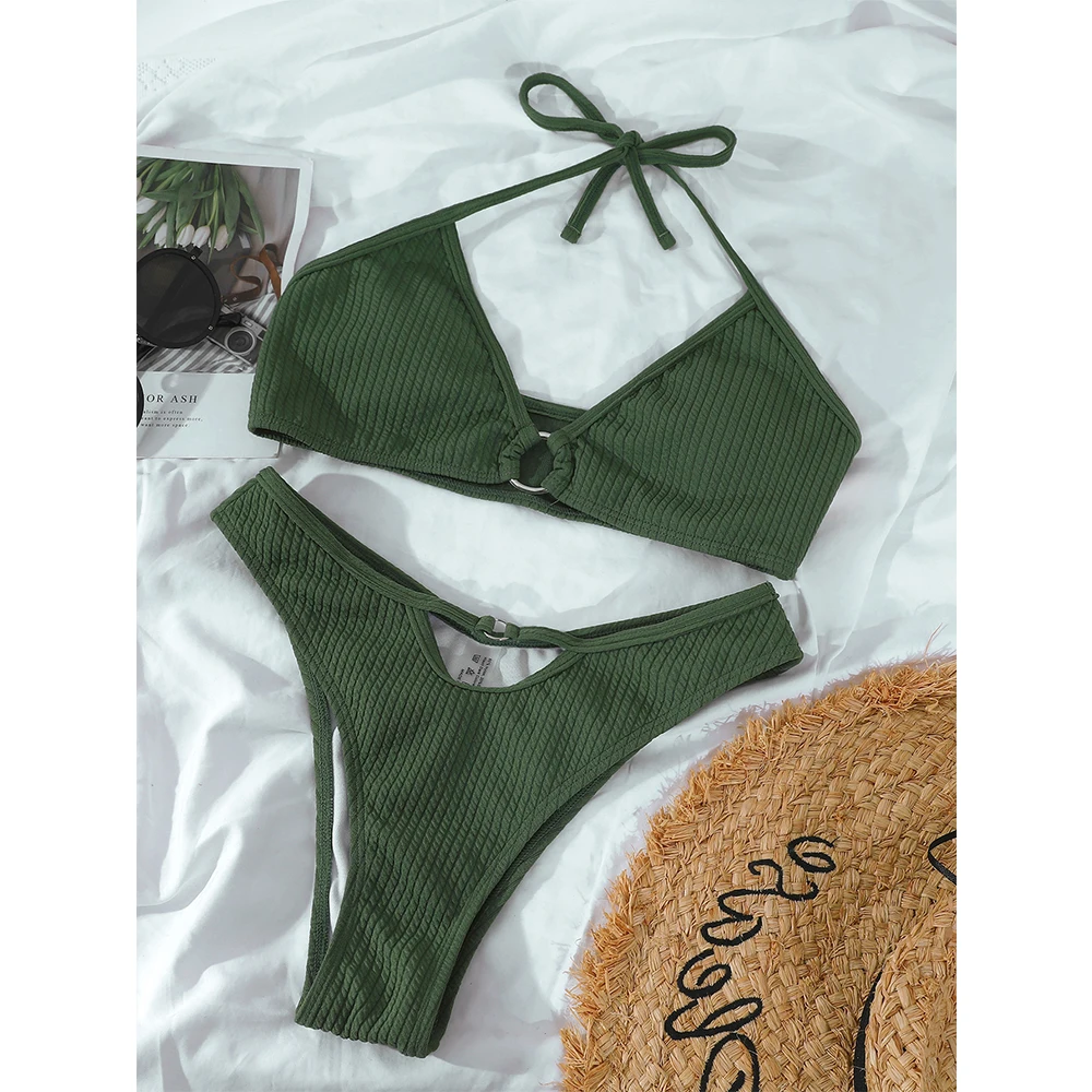 New Solid Spiral Pattern V-Neck Sexy Swimsuit Metal Round Buckle Bandage Bikini Sets Female Beachwear Two Pieces Woman Swimwear
New Solid Spiral Pattern V-Neck Sexy Swimsuit Metal Round Buckle Bandage Bikini Sets Female Beachwear Two Pieces Woman Swimwear