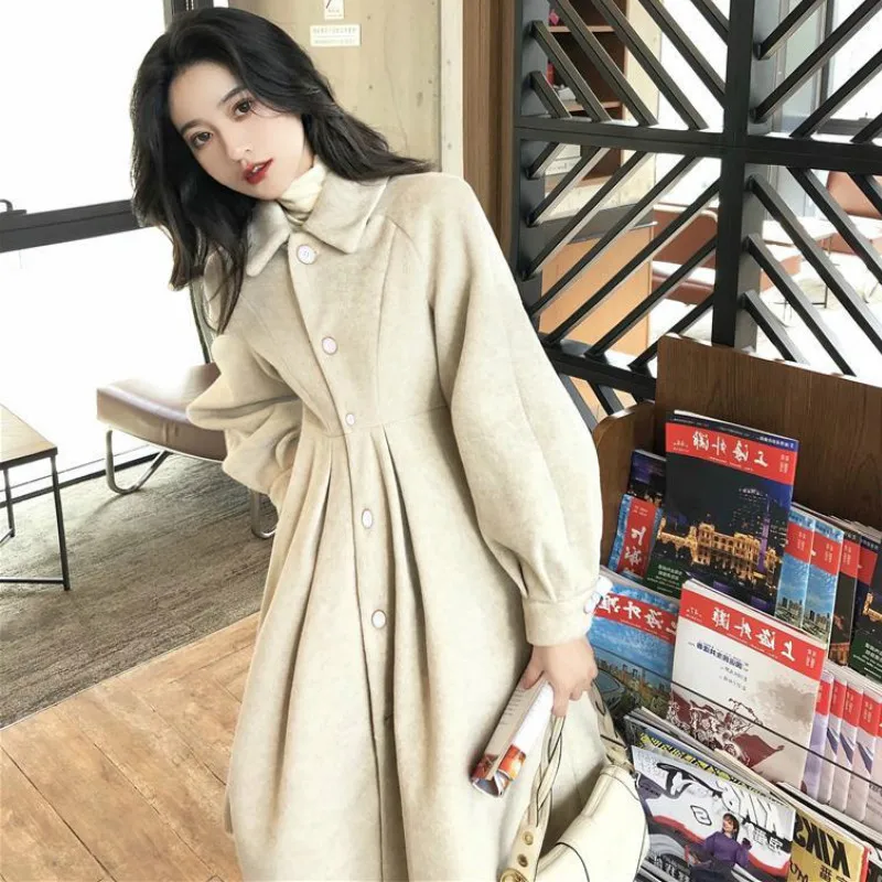 Wool Women Solid Turn Down Collar Long Coats Slim Drape Single Breasted Korean Style Office Lady Casual Plus Size Fashion Tops
Wool Women Solid Turn Down Collar Long Coats Slim Drape Single Breasted Korean Style Office Lady Casual Plus Size Fashion Tops