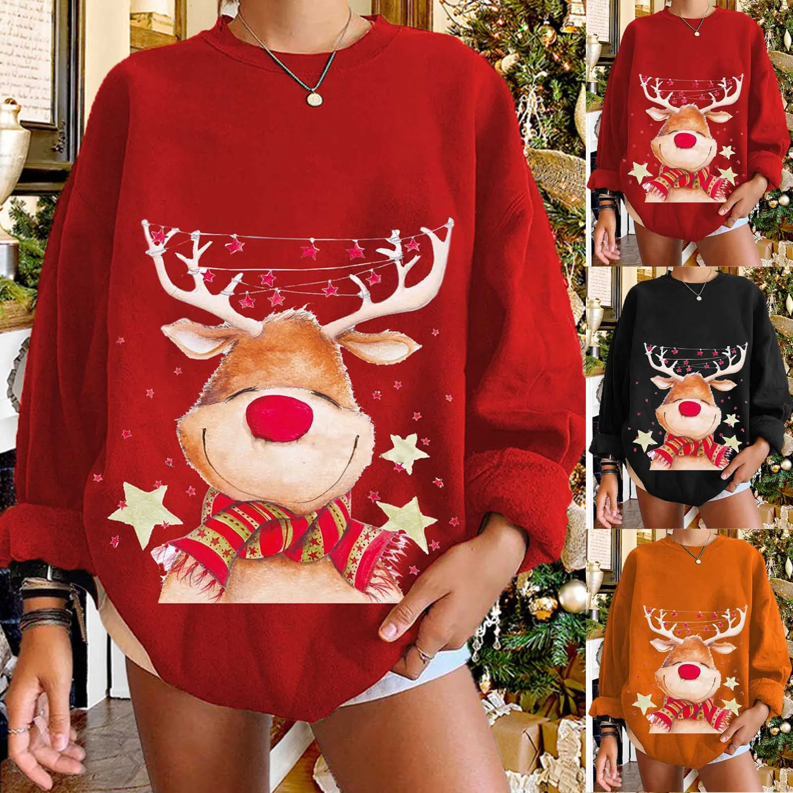 Christmas Cartoons Women Sweater Elk Printed Xmas Sweatshirts Winter Long Sleeve Women's Jumper Sweaters Sweet Tops Pull Femme
Christmas Cartoons Women Sweater Elk Printed Xmas Sweatshirts Winter Long Sleeve Women's Jumper Sweaters Sweet Tops Pull Femme