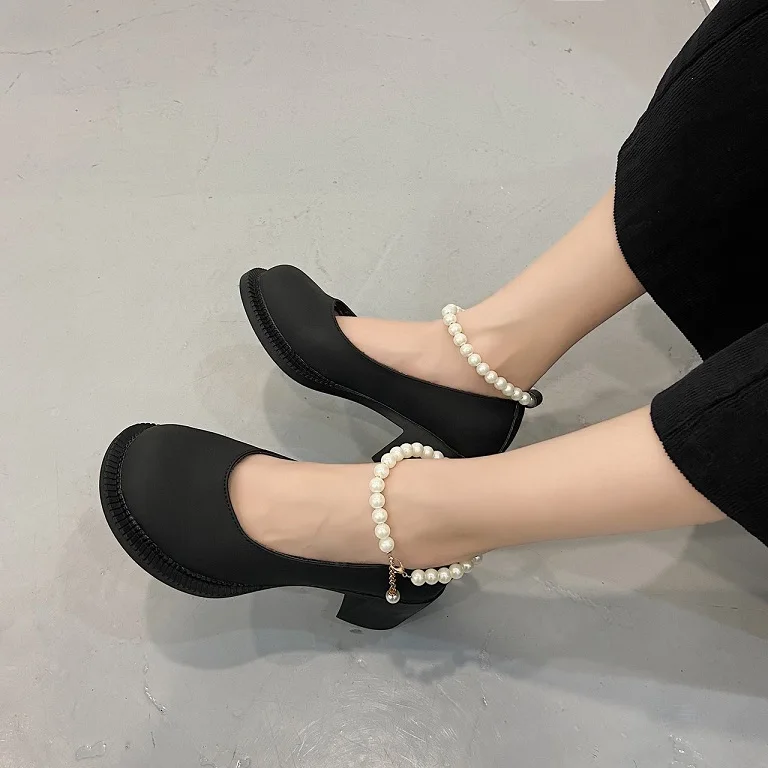 College style pearl buckle with Mary Jane thick heel small leather shoes women's shoes new jk uniform shoes single shoes 865
College style pearl buckle with Mary Jane thick heel small leather shoes women's shoes new jk uniform shoes single shoes 865