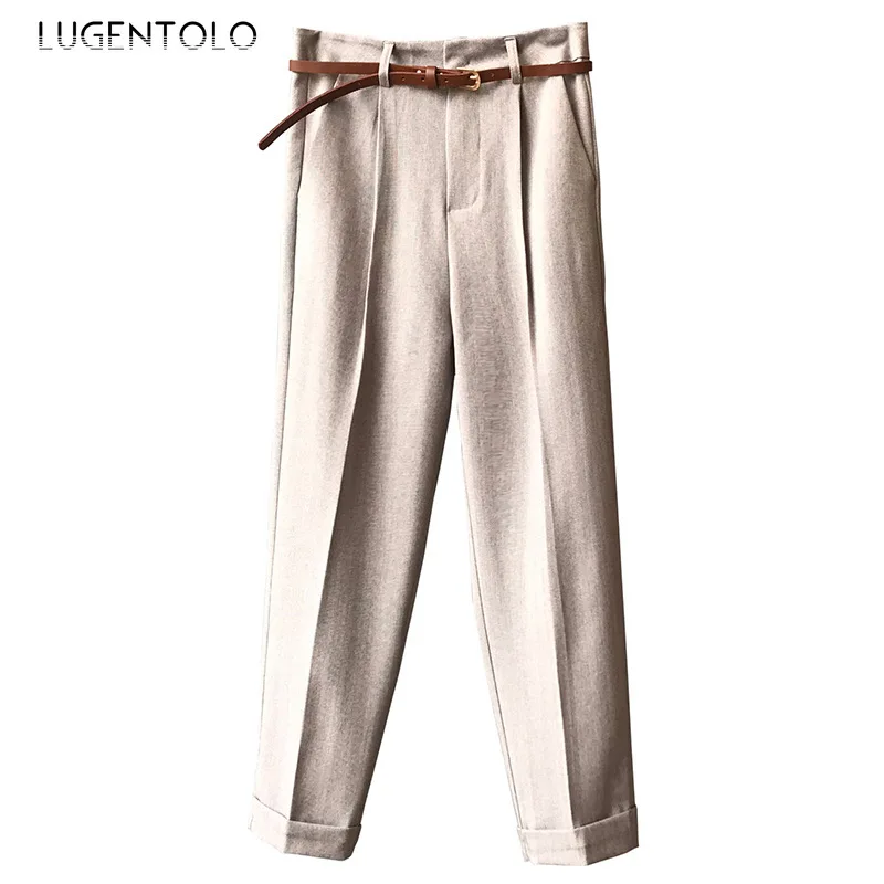 Lugentolo Women Vintage Crimping Pants Autumn Casual Loose New Straight England Style Solid Pocket Lady Ankle-Length Pants
Lugentolo Women Vintage Crimping Pants Autumn Casual Loose New Straight England Style Solid Pocket Lady Ankle-Length Pants
