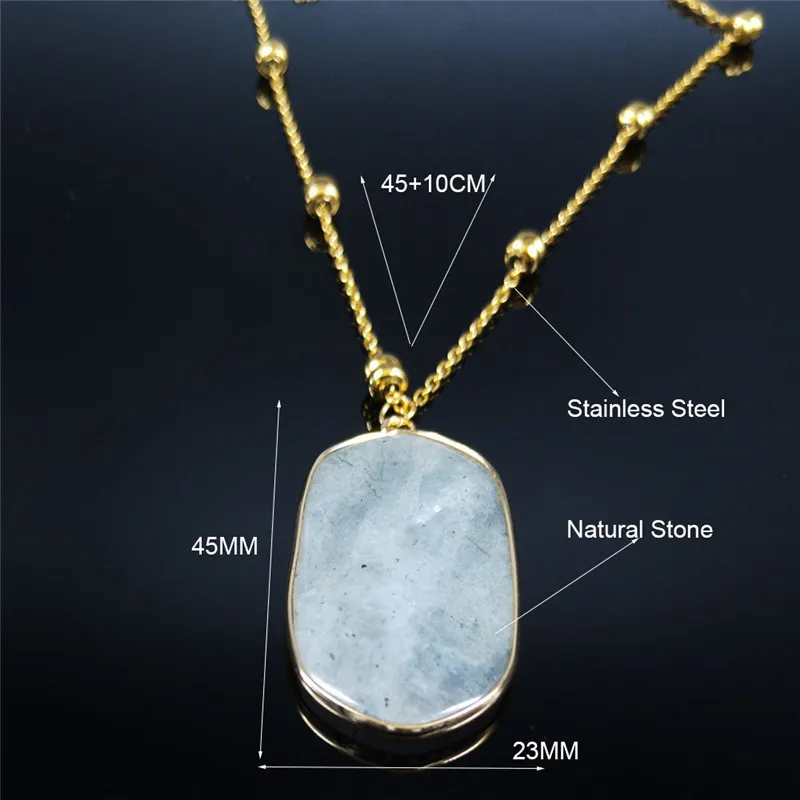 2021 Stainless Steel Natural Stone Necklace Women Gold Color Necklaces Jewelry joyas de acero inoxidable para mujer NB15S04
2021 Stainless Steel Natural Stone Necklace Women Gold Color Necklaces Jewelry joyas de acero inoxidable para mujer NB15S04