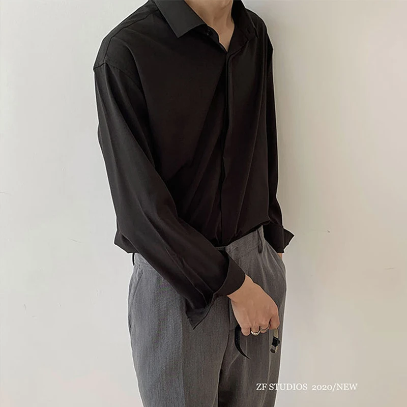 Men Korean White Shirts Male Casual Long Sleeved Solid Color Shirts Men's Loose Handsome Simple Breathable Black Shirt Clothings
Men Korean White Shirts Male Casual Long Sleeved Solid Color Shirts Men's Loose Handsome Simple Breathable Black Shirt Clothings