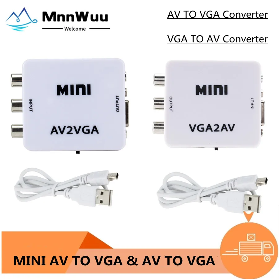 Преобразователь видео Mini HD AV2VGA с 3 5 мм аудио AV VGA преобразователь для ПК к