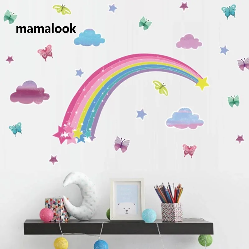 Pretty Shining Stars On Rainbow Cloud Butterflies Wall Stickers Room Decoration Art Decals for Nursery Kids Removable Home Mural
Pretty Shining Stars On Rainbow Cloud Butterflies Wall Stickers Room Decoration Art Decals for Nursery Kids Removable Home Mural