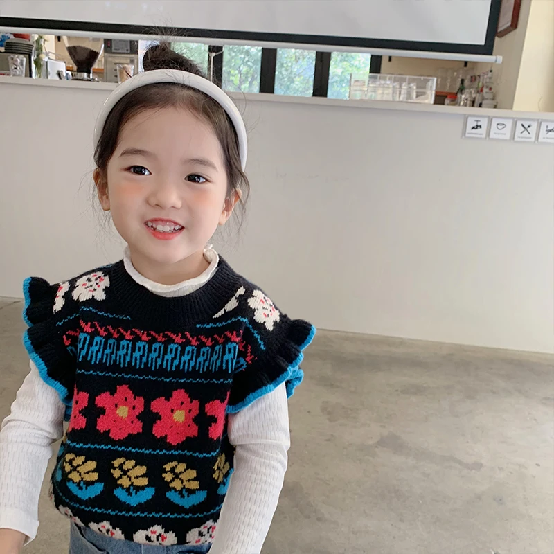 Mila Chou 2021 New O-Neck Girls Ruffle Pullover Flowers Vest Kids Sweater Short Knitted Sweater Vest Sleeveless Warm Casual Tops
Mila Chou 2021 New O-Neck Girls Ruffle Pullover Flowers Vest Kids Sweater Short Knitted Sweater Vest Sleeveless Warm Casual Tops
