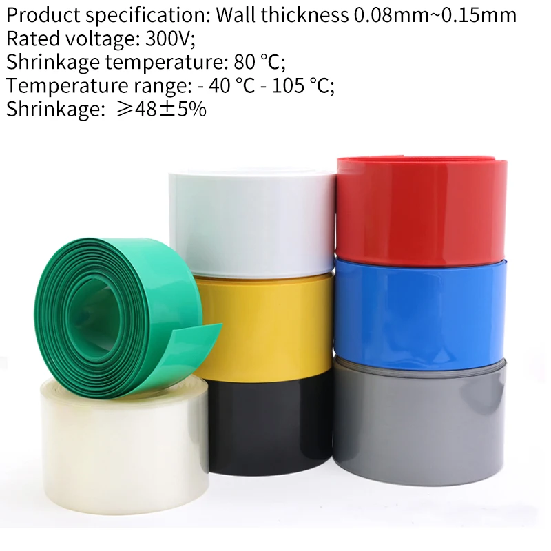 18650 Lipo Battery Width 85 120 130 150 180 210 220 230 280mm PVC Heat Shrink Tube Insulated Film Wrap Protect Case Cable Sleeve |