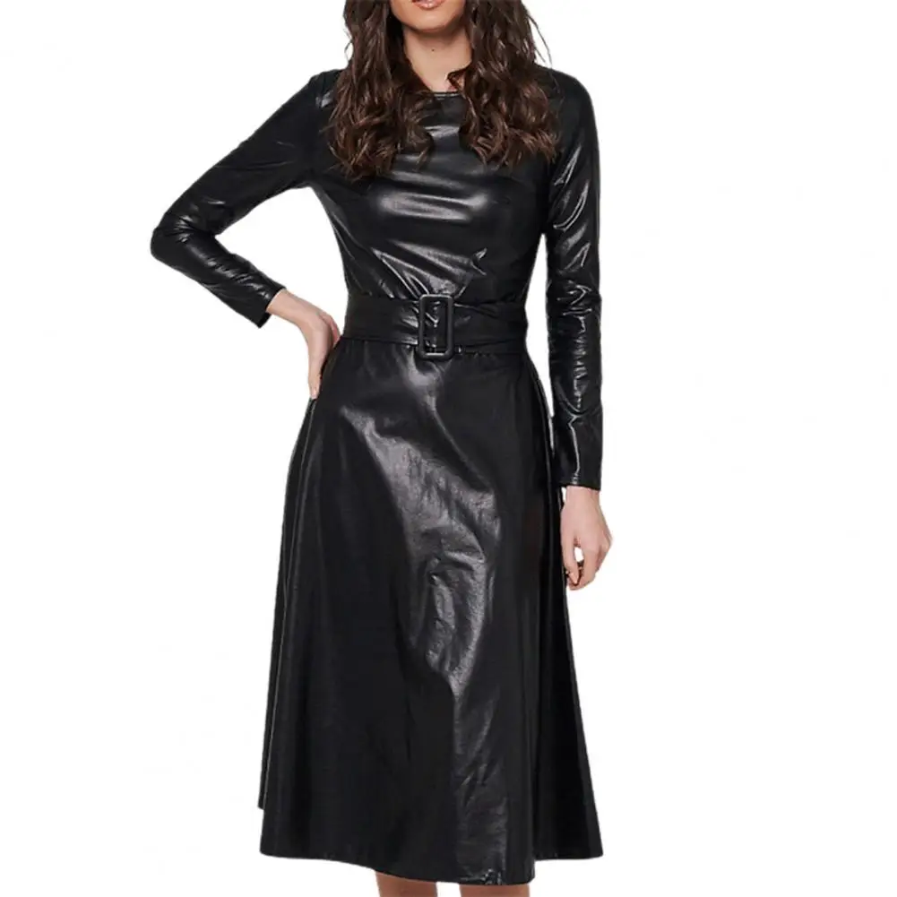 Elegant Women Dress Faux Leather Belt Autumn Winter A-line Large Hem Dress for Wedding Women's Clothing Black XXL
Elegant Women Dress Faux Leather Belt Autumn Winter A-line Large Hem Dress for Wedding Women's Clothing Black XXL