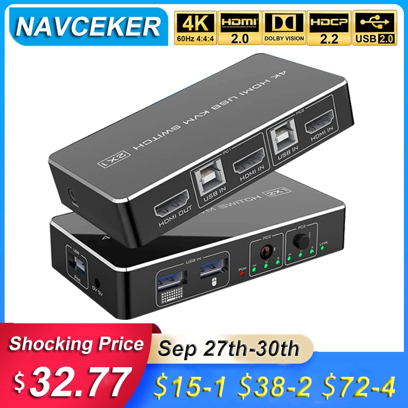 Navceker HDMI KVM переключатель 2 порта 4K USB переключатель KVM HDMI распределитель коробка для совместного использования принтера клавиатура мышь KVM пе...
Navceker HDMI KVM переключатель 2 порта 4K USB переключатель KVM HDMI распределитель коробка для совместного использования принтера клавиатура мышь KVM пе...