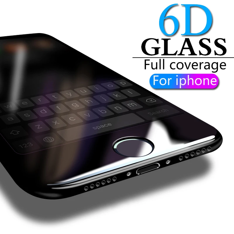 6D полное покрытие закаленное стекло для iphone 8 7 6 6S Plus X XS MAX x защита экрана защитное