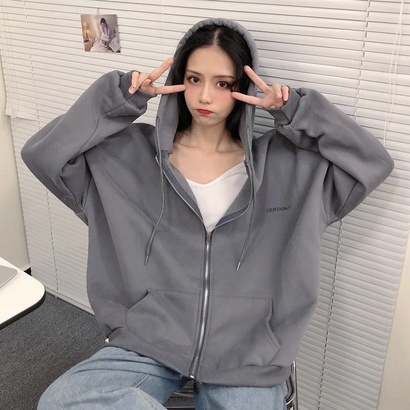 Zip Up Sweatshirt Spring Autumn Jacket Clothes oversize Hoodies Women plus size Vintage Pockets Long Sleeve Pullovers Gray New
Zip Up Sweatshirt Spring Autumn Jacket Clothes oversize Hoodies Women plus size Vintage Pockets Long Sleeve Pullovers Gray New