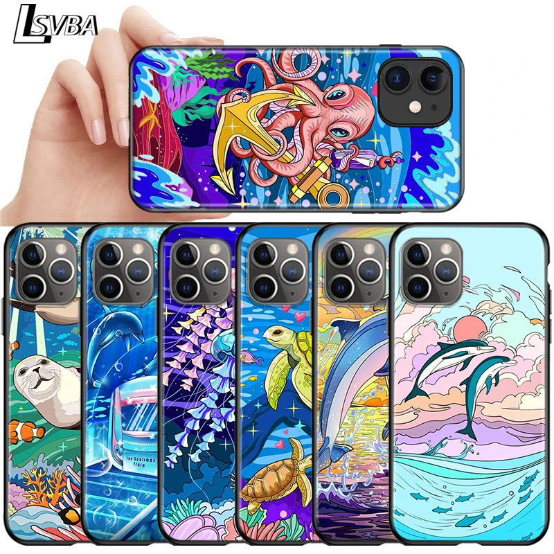 Ocean Dolphin Whale Sea Turtle For Apple iPhone 12 11 Pro Max mini XS Max XR X 8 7 6 6S Plus 5S SE 2020 Soft Black Phone Case 
Ocean Dolphin Whale Sea Turtle For Apple iPhone 12 11 Pro Max mini XS Max XR X 8 7 6 6S Plus 5S SE 2020 Soft Black Phone Case