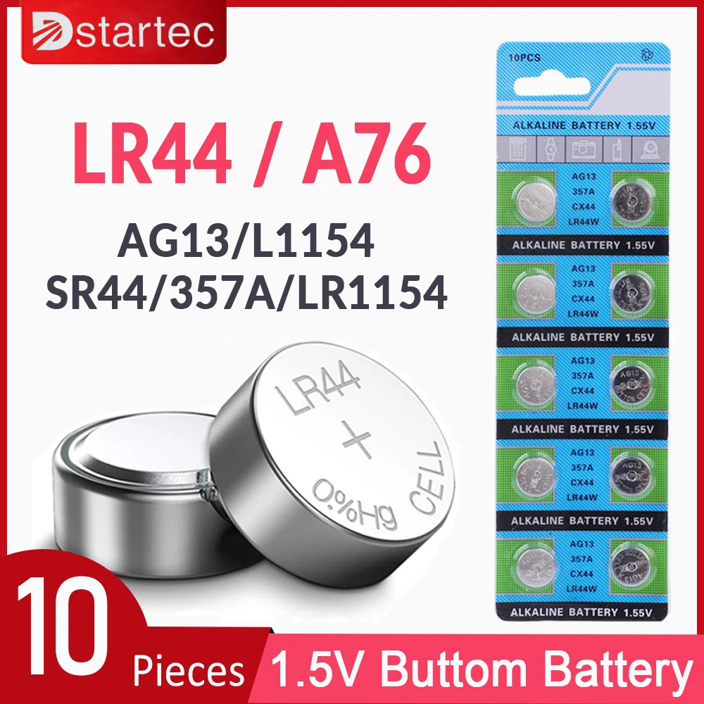 

Батарейки для часов, игрушек, 10 шт., 30 мА · ч, 2021 в, AG13 LR44, L1154, RW82, SR1154, SP76, pila, SR44