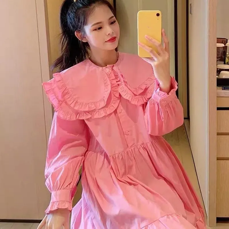 2021 Spring Women Dress Princess Style Collar Long Sleeve Ruffles Lantern Sleeve Cotton Dresses Fashionable Clothes
2021 Spring Women Dress Princess Style Collar Long Sleeve Ruffles Lantern Sleeve Cotton Dresses Fashionable Clothes