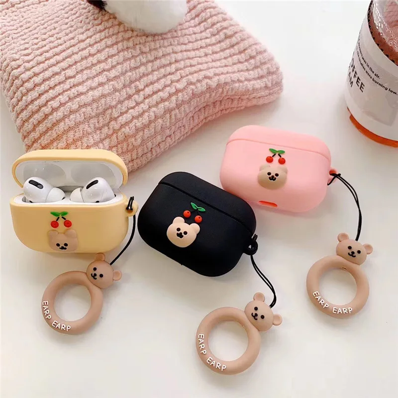 3D Luxury Protective Case for AirPods Pro Cute Cover Bluetooth Earphone Case for Airpods 2 Silicone with Ring Strap Cherry Bear
3D Luxury Protective Case for AirPods Pro Cute Cover Bluetooth Earphone Case for Airpods 2 Silicone with Ring Strap Cherry Bear