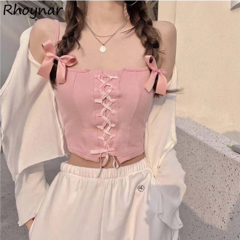 Camisole Women 4 Colors Sweet Lovely Bandage Designer Knitted Slim Elasticity Korean Style Sexy Girls Female Tops College Summer
Camisole Women 4 Colors Sweet Lovely Bandage Designer Knitted Slim Elasticity Korean Style Sexy Girls Female Tops College Summer