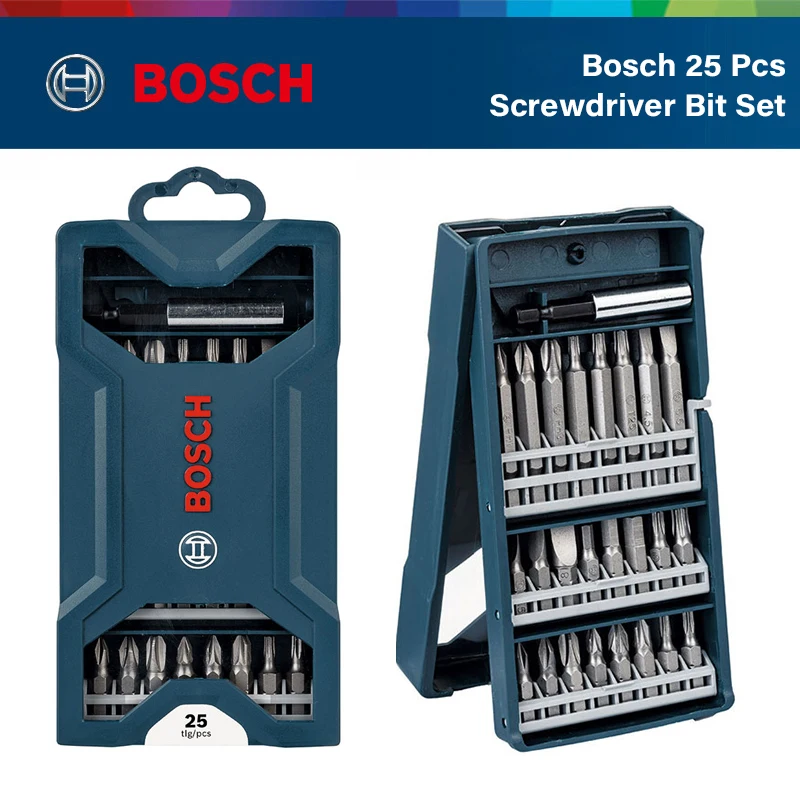 

Набор бит для отвертки Bosch в коробке (25 шт.), из легированной стали, Bosch, аксессуары для электроинструментов, Набор бит для электрической отвер...