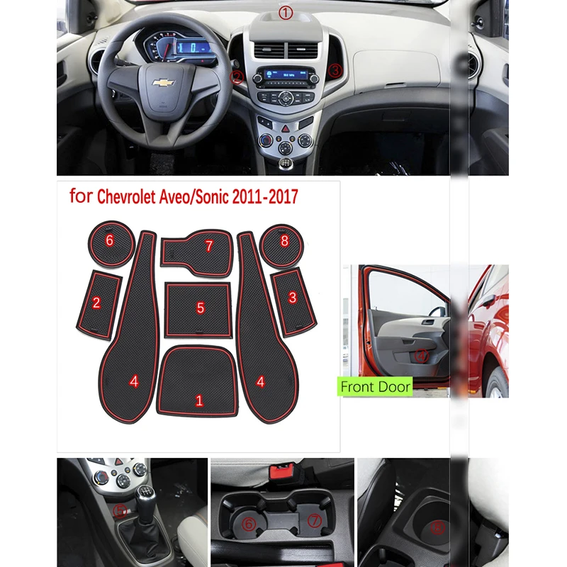 Противоскользящая резиновая подушка на дверь для Chevrolet Aveo Sonic 2011 ~ 2019 2015 2016 2017 Chevy