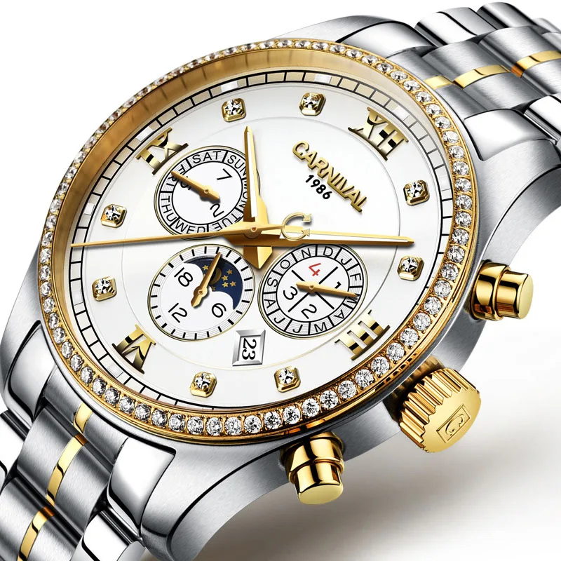 Carnival Brand Luxury Switzerland Waterproof Men Watches Mechanical Watch Men Multi-function Diamond Dial hombre relogio C8734-1
Carnival Brand Luxury Switzerland Waterproof Men Watches Mechanical Watch Men Multi-function Diamond Dial hombre relogio C8734-1
