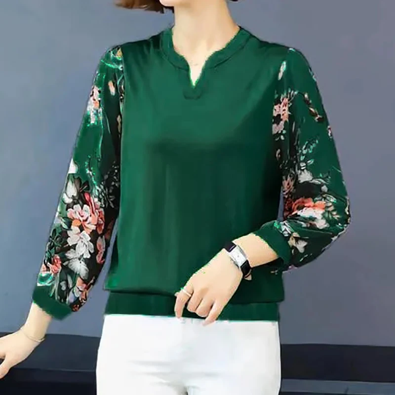Fashion Printing V-neck long sleeve Chiffon tee women Fashion casual plus size 6XL slim tee 2021 new Korean allmatch floral tops
Fashion Printing V-neck long sleeve Chiffon tee women Fashion casual plus size 6XL slim tee 2021 new Korean allmatch floral tops