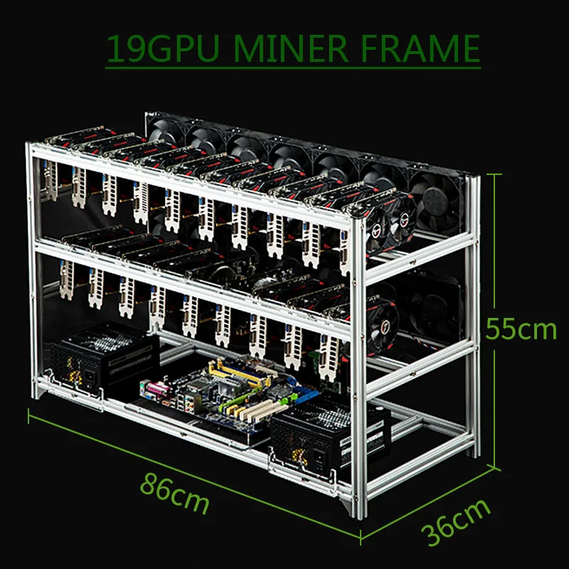 Bitcon Miner 19 GPU рамка алюминиевая добывающая Установка чехол на открытом воздухе