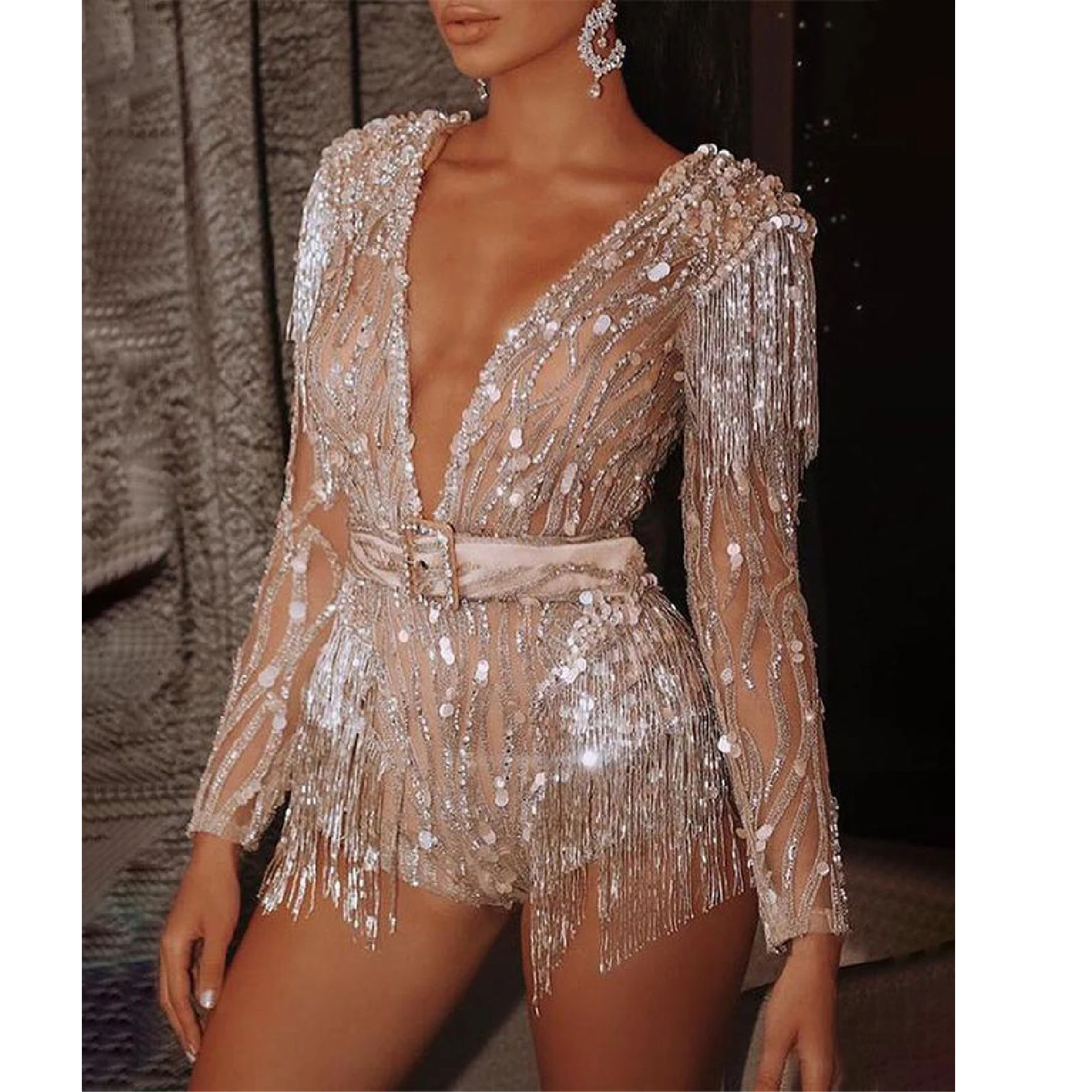 2021 Summer New Arrival Ladies One-Piece Leisure Brand Long-Sleeved Short Sequins Shinning Wedding Ball Prom Gown Jumpsuit
2021 Summer New Arrival Ladies One-Piece Leisure Brand Long-Sleeved Short Sequins Shinning Wedding Ball Prom Gown Jumpsuit