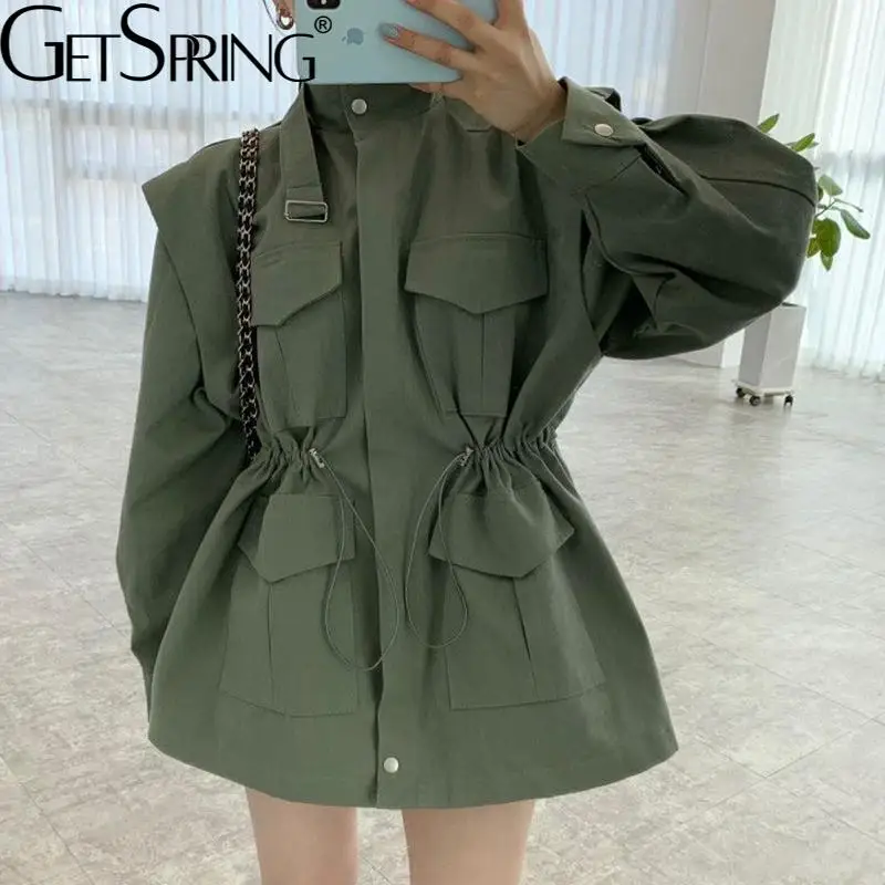 Getspring Women Coat Drawstring Stand-up Collar Puff Sleeve Coats And Jackets All Match Casual Spring And Autumn Coats 2021 New
Getspring Women Coat Drawstring Stand-up Collar Puff Sleeve Coats And Jackets All Match Casual Spring And Autumn Coats 2021 New