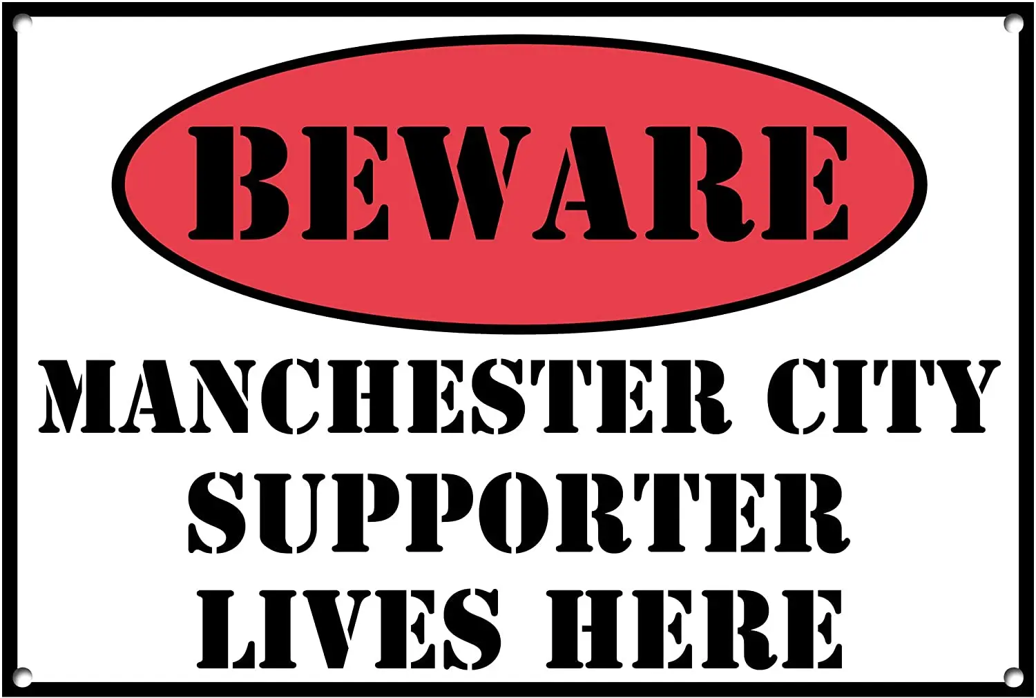 Diuangfoong Beware Manchester City l Supporter Lives Here Metal Sign Vintage Style Plaque 132312×8 inches
Diuangfoong Beware Manchester City l Supporter Lives Here Metal Sign Vintage Style Plaque 132312×8 inches