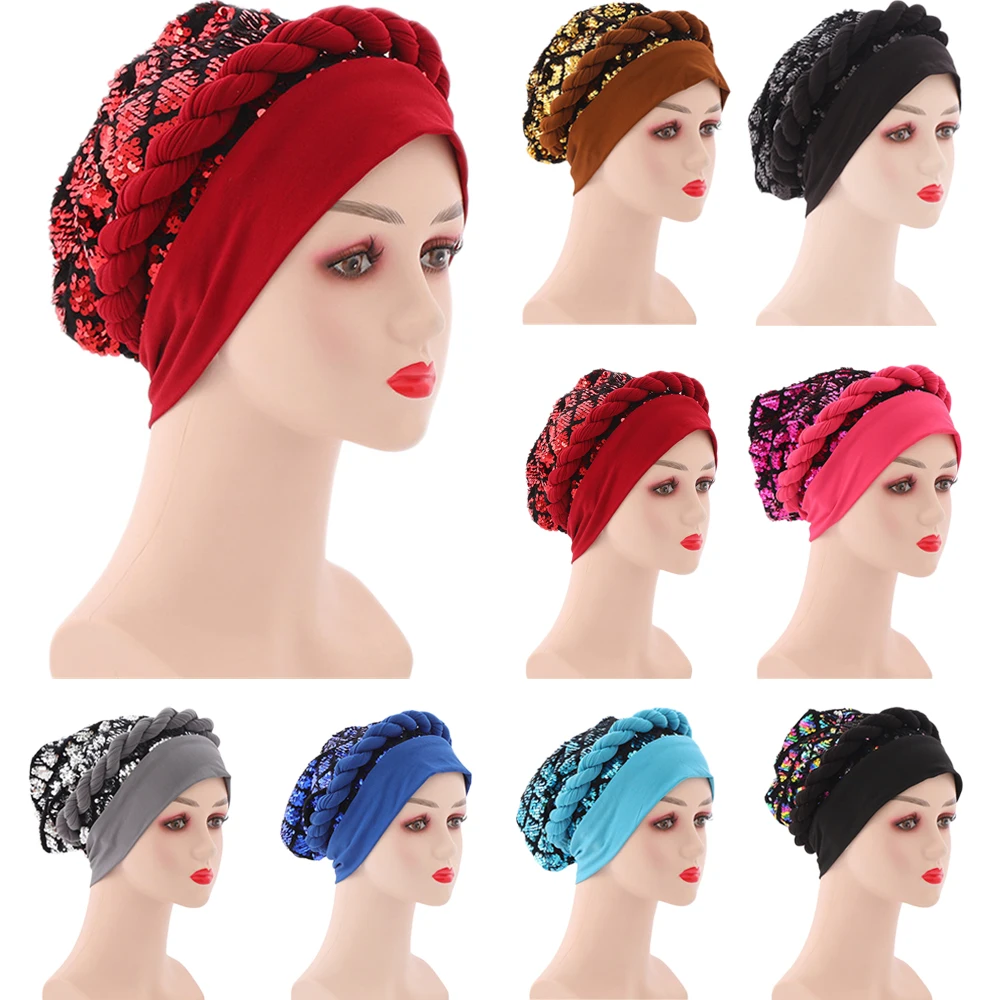 Sequins Turban Braid Cap Women Ready Head Wrap African Auto Geles Aso Oke Headtie Already Made Headties Bonnet Hat Muslim Hijab
Sequins Turban Braid Cap Women Ready Head Wrap African Auto Geles Aso Oke Headtie Already Made Headties Bonnet Hat Muslim Hijab
