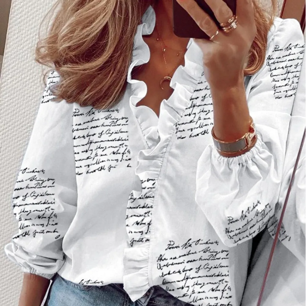 Women Casual T Shirt Long Sleeve Ruffle V Neck Tops Loose Blouse Floral Tunic Long-sleeved Ruffled Shirt Blouse Daily Casual
Women Casual T Shirt Long Sleeve Ruffle V Neck Tops Loose Blouse Floral Tunic Long-sleeved Ruffled Shirt Blouse Daily Casual