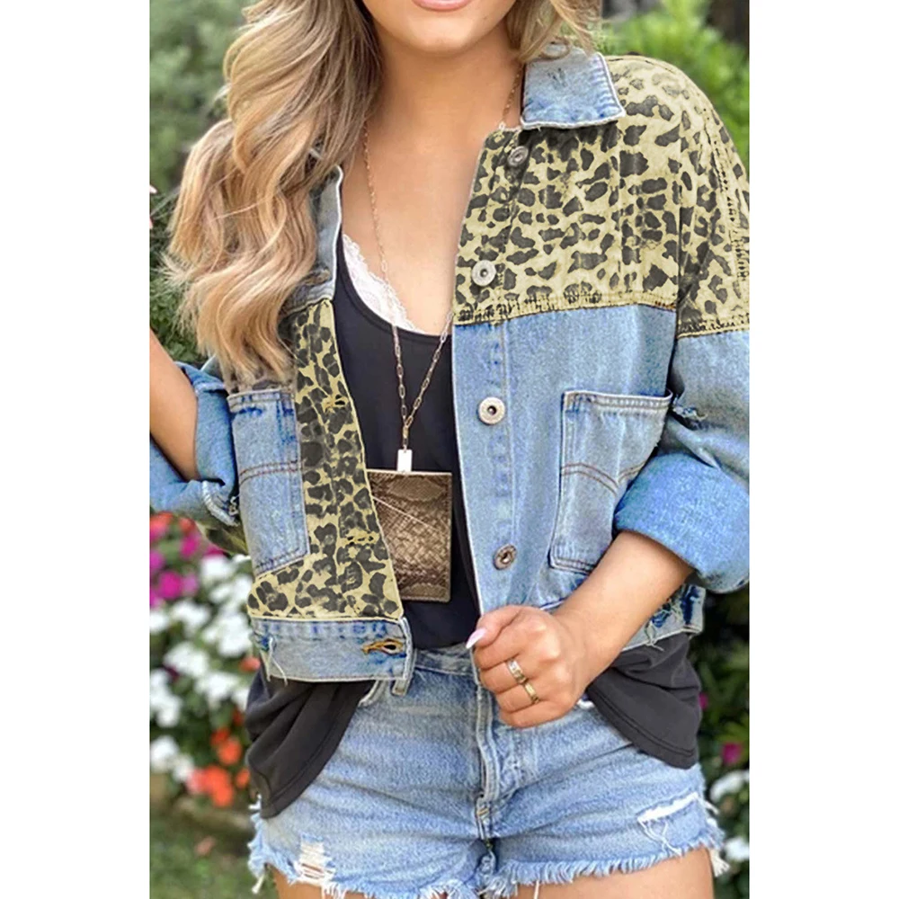European And American Hot-Selling Autumn With Winter New Style Leopard Stitching Plus Size Fashionable Denim Jacket Women
European And American Hot-Selling Autumn With Winter New Style Leopard Stitching Plus Size Fashionable Denim Jacket Women