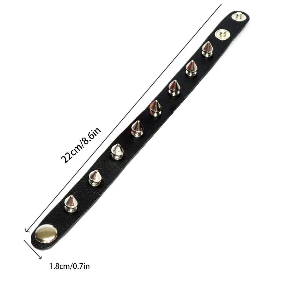Unisex Women Men Punk Black Bracelet Silver Color Spike Rivet Cone Black Leather Cuff Wristband Adjustable
Unisex Women Men Punk Black Bracelet Silver Color Spike Rivet Cone Black Leather Cuff Wristband Adjustable