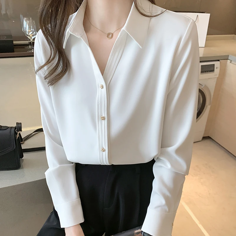 High Quality Satin Shirt Women's Loose Long Sleeve Temperament OL Formal White Shirt Metal Button Fashion Chiffon Shirt
High Quality Satin Shirt Women's Loose Long Sleeve Temperament OL Formal White Shirt Metal Button Fashion Chiffon Shirt