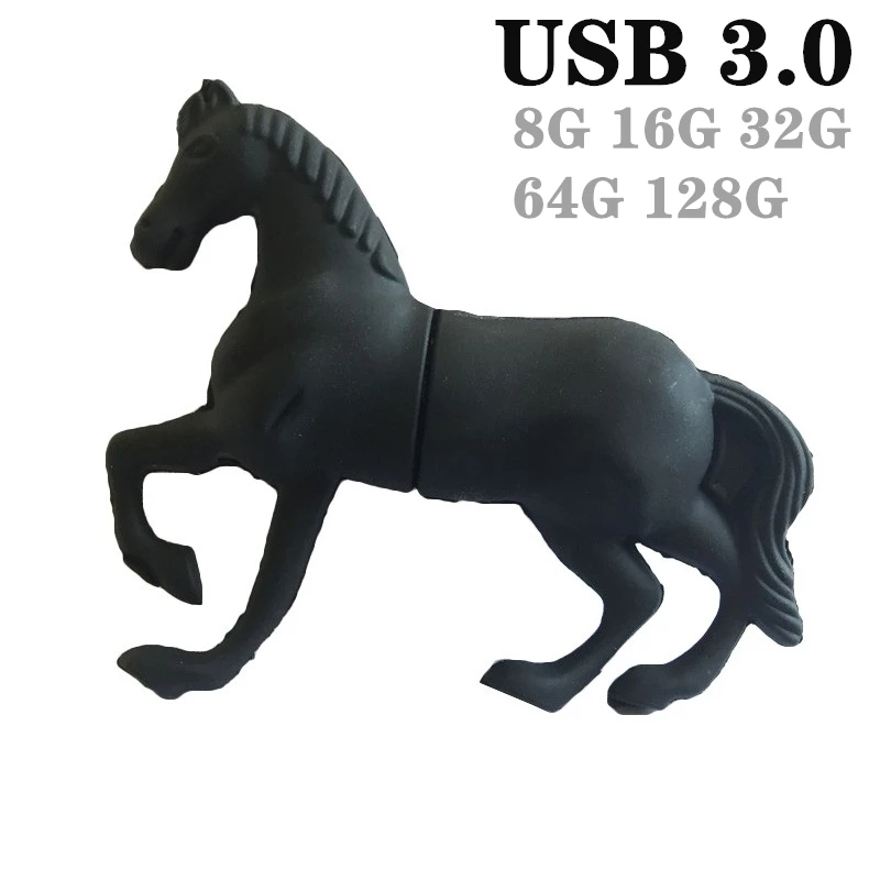 

Cartoon USB 3.0 Black Horse USB Flash Drive Pen Drive 128G 4GB 8GB 16GB 32GB 64GB 256GB Pendrive Memory Stick Thumb Drive gift