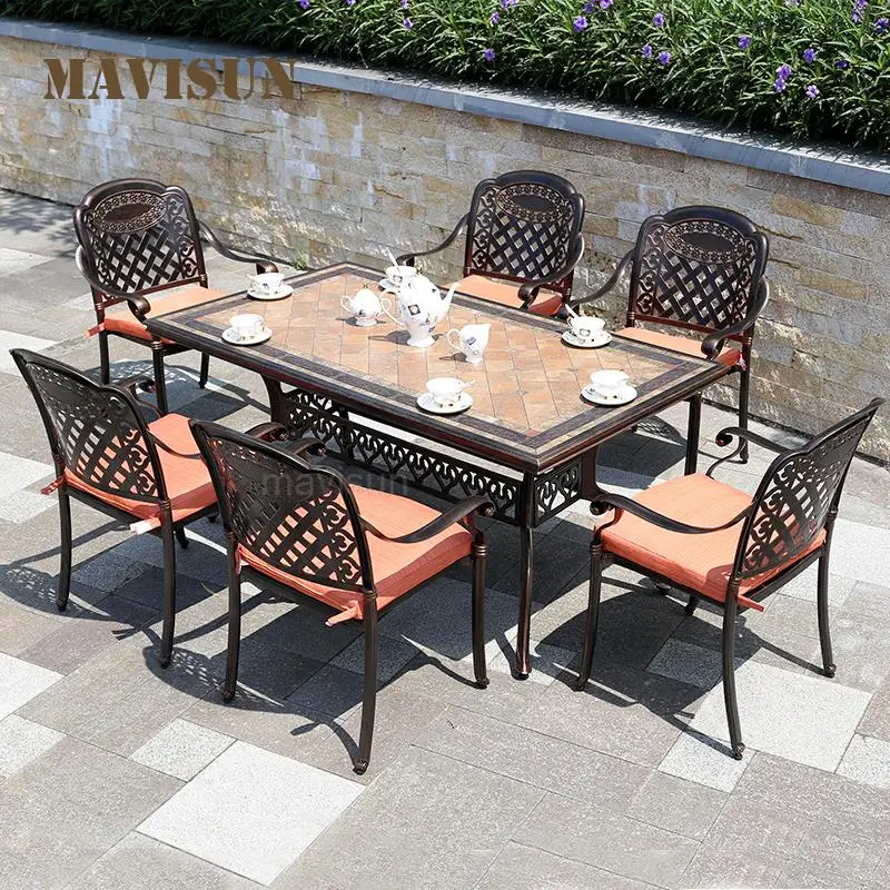 Simple Outdoor Modern Cast Aluminum Table And Chairs Dining Combination Courtyard Marble Top Leisure Villa Waterproof Furniture
Simple Outdoor Modern Cast Aluminum Table And Chairs Dining Combination Courtyard Marble Top Leisure Villa Waterproof Furniture