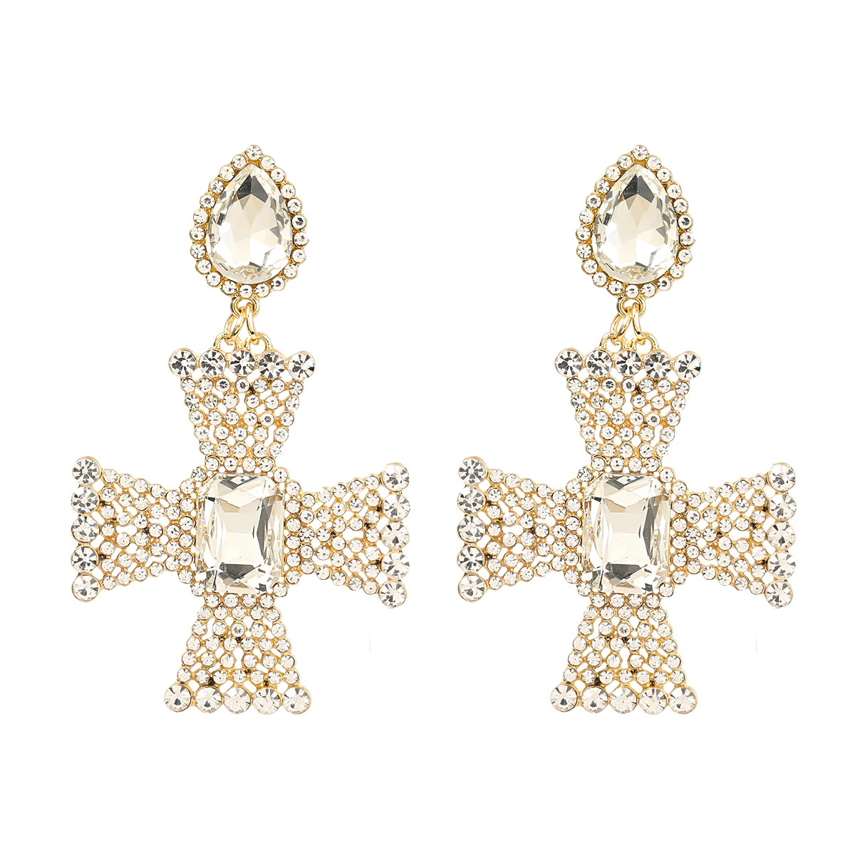 JIJIAWENHUA New Trend women's Rhinestone Cross Shape Drop Earrings Wedding Party Fashion Temperament Jewelry Accessories
JIJIAWENHUA New Trend women's Rhinestone Cross Shape Drop Earrings Wedding Party Fashion Temperament Jewelry Accessories