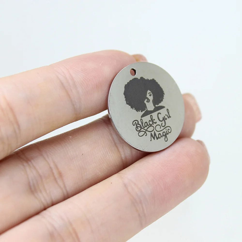 8pcs-- Stainless Steel Laser Engraved 22mm Black Girl Magic Disc Message Charm Pendant For Diy Jewelry Making
8pcs-- Stainless Steel Laser Engraved 22mm Black Girl Magic Disc Message Charm Pendant For Diy Jewelry Making