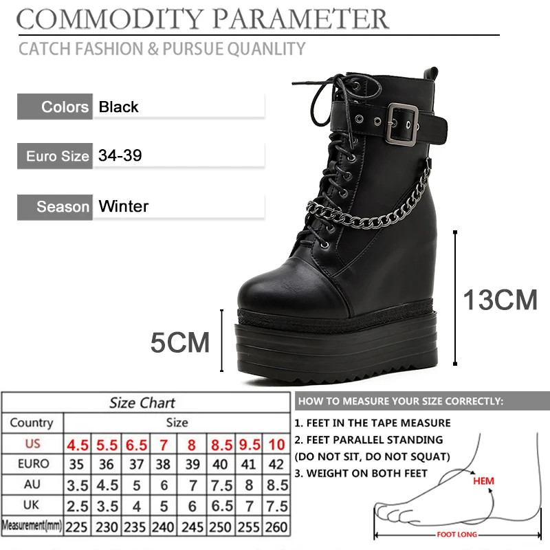 BYQDY Short Boots Women Gothic Chain Belt Leather Platform Shoes Winter Lace-up Mid-calf Boots Chunky High Heels Motorcycle
BYQDY Short Boots Women Gothic Chain Belt Leather Platform Shoes Winter Lace-up Mid-calf Boots Chunky High Heels Motorcycle
