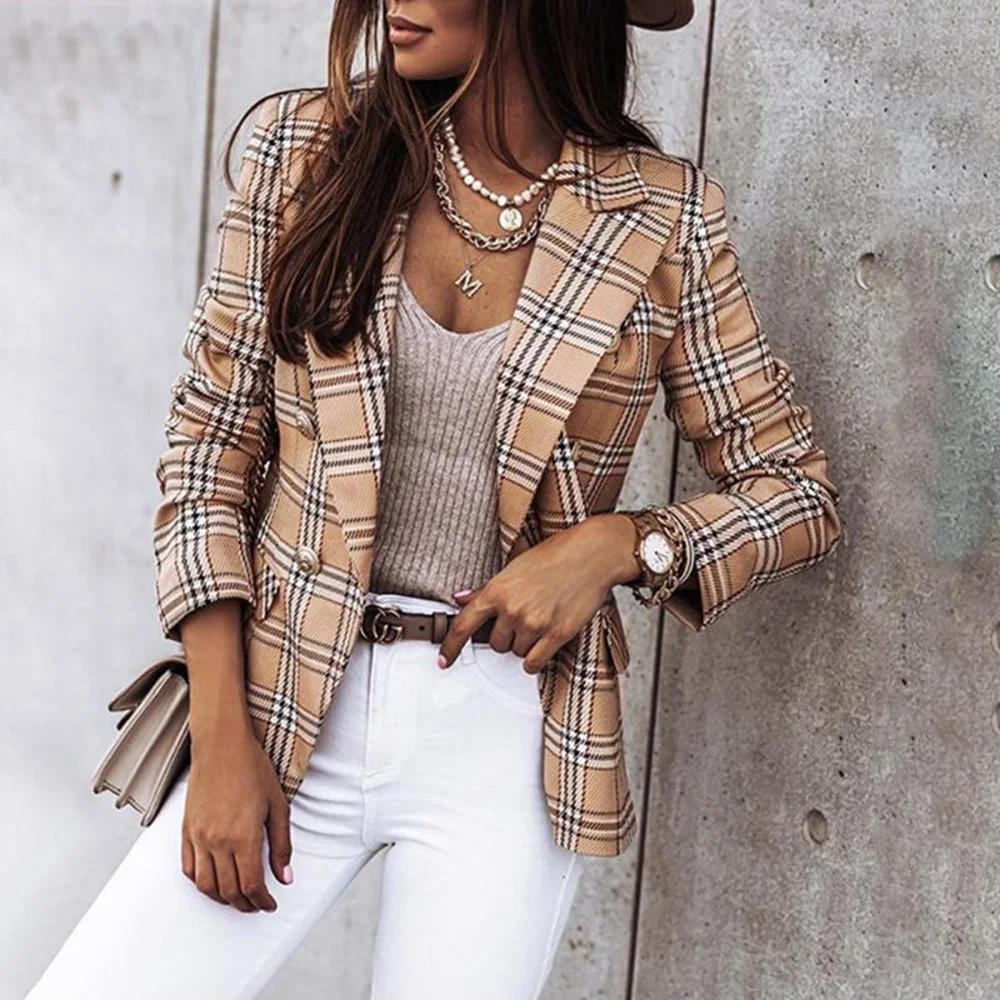 Plaid Blazer Jacket Women 2021 Spring Autumn Long Sleeve Casual Slim Blazers Khaki Coats Elegant Office Suit Coat
Plaid Blazer Jacket Women 2021 Spring Autumn Long Sleeve Casual Slim Blazers Khaki Coats Elegant Office Suit Coat
