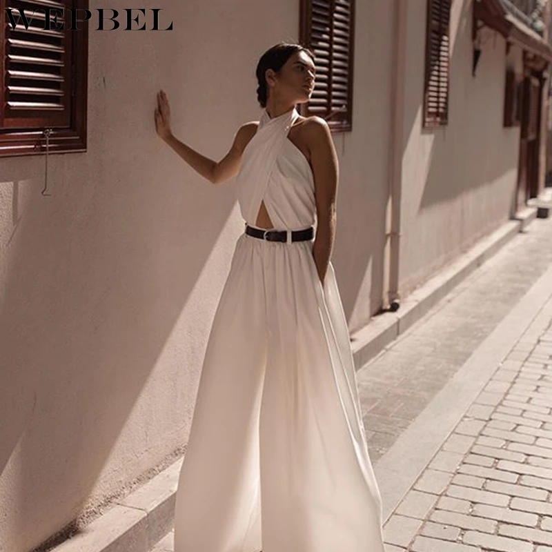 WEPBEL Sexy Halter Jumpsuits Women's Casual Solid Loose High Waist Jumpsuits Autumn Hollow Out Backless Wide Leg Jumpsuits
WEPBEL Sexy Halter Jumpsuits Women's Casual Solid Loose High Waist Jumpsuits Autumn Hollow Out Backless Wide Leg Jumpsuits