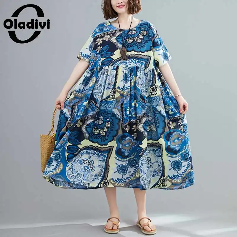 Oladivi Oversized Clothing Fashion Print Summer Casual Dress Women Oversize Maxi Long Dresses Lady Vintage Robe Femme Vestidios
Oladivi Oversized Clothing Fashion Print Summer Casual Dress Women Oversize Maxi Long Dresses Lady Vintage Robe Femme Vestidios