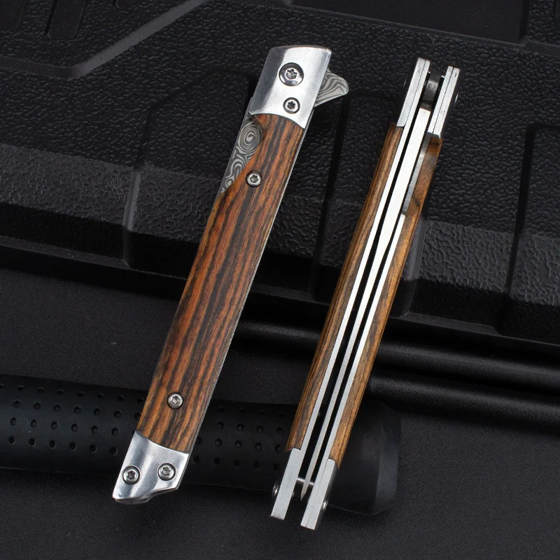 New Sandalwood Handle Folding Pen Knife Damascus Steel Blade Outdoor Camping Tool Fruit Knives
New Sandalwood Handle Folding Pen Knife Damascus Steel Blade Outdoor Camping Tool Fruit Knives